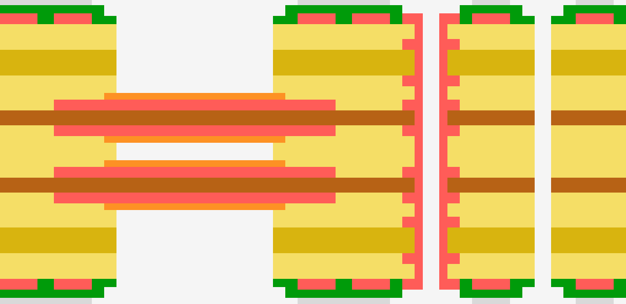 Komplexer Starr-Flex-Lagenaufbau von CONTAG mit einer vierlagigen innenliegenden Flexschicht zur Realisierung hoher Packungsdichte.
