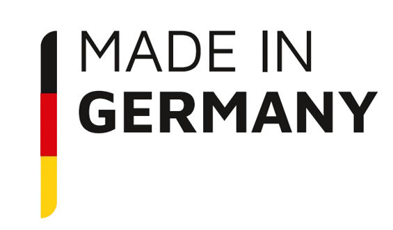 Qualitätssiegel Made in Germany mit stilisierten deutschen Nationalfarben für CONTAG Leiterplatten.